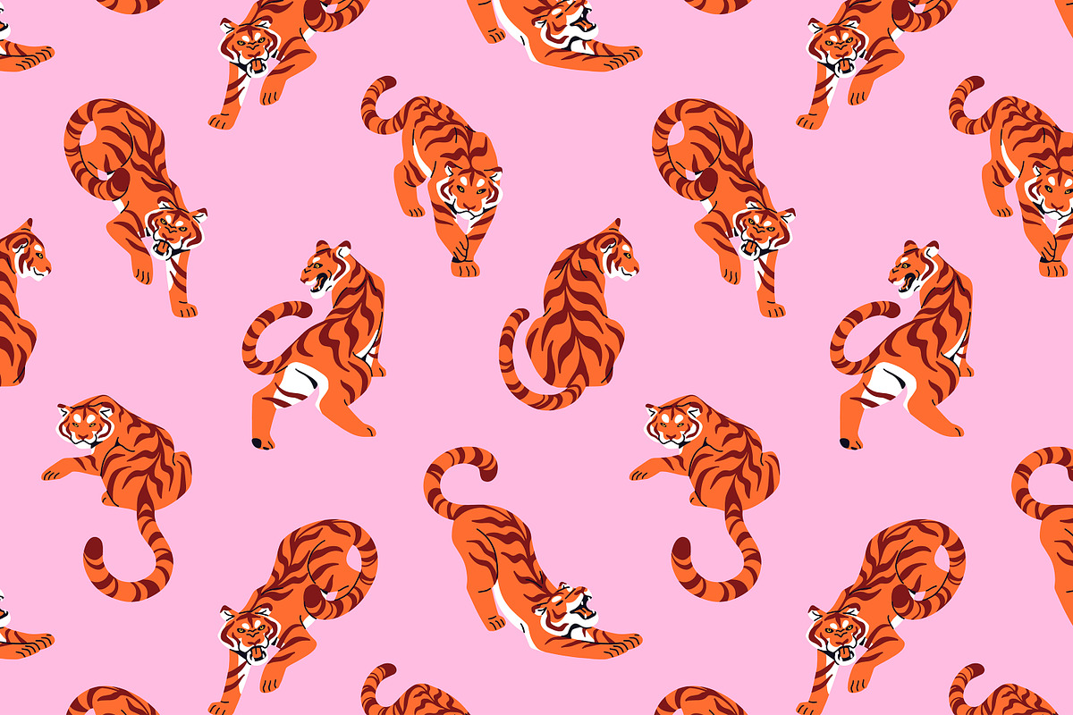 Wild tigers set, cards, patterns, an Animal Illustration by PaperTrident (Photo 8 of 10)