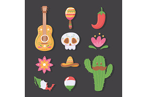 mexican traditional set, an Illustration by studiogstock