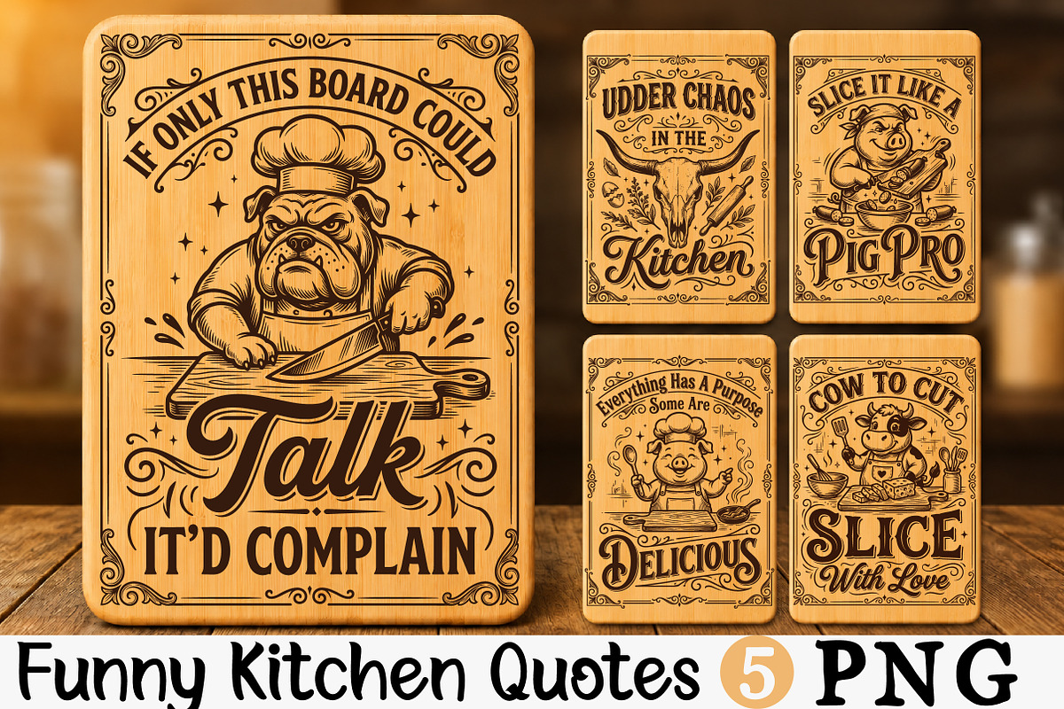 Funny Kitchen Quotes PNG Bundle, a Seasonal Illustration by Rose Art (Photo 3 of 3)