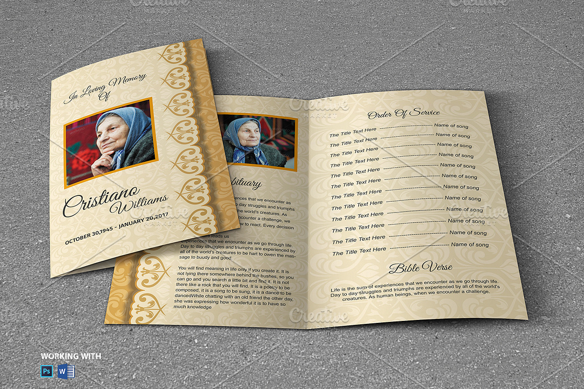 Memorial Funeral Program Template, a Brochure Template by Madhabi Studio (Photo 2 of 5)