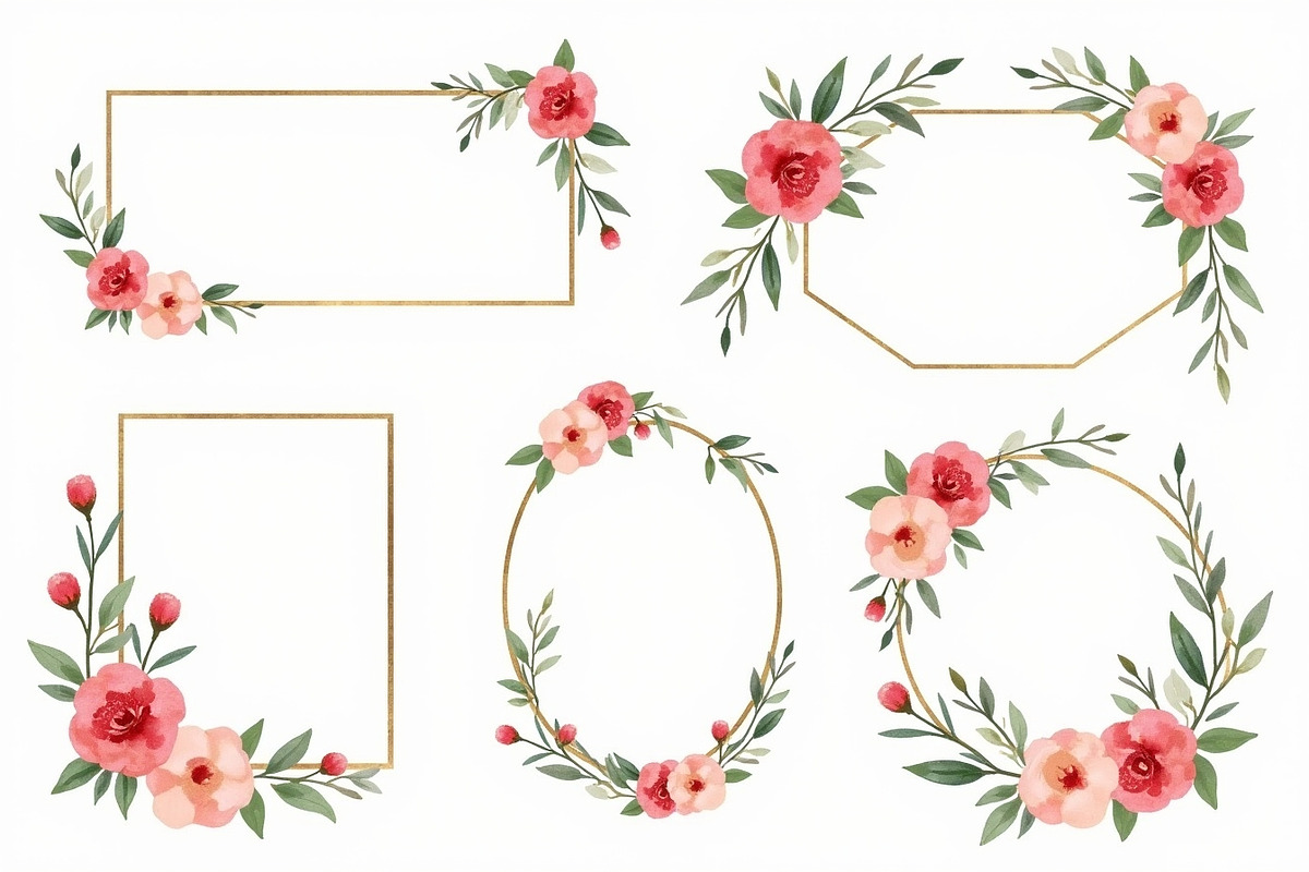 Rustic Floral Geometric Frame Bundle, an Illustration by musafir_fashion (Photo 3 of 14)