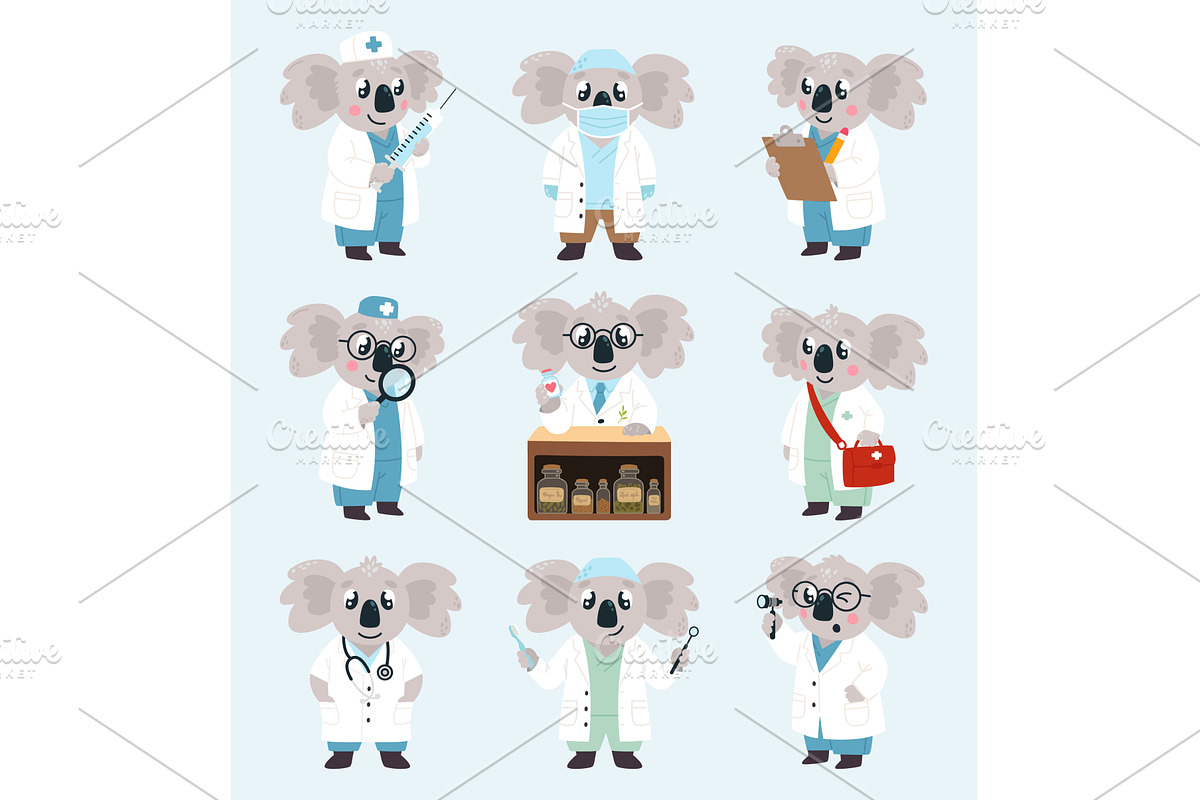Koala doctor. Nursery, therapist and, a Healthcare Illustration by LadadikArt