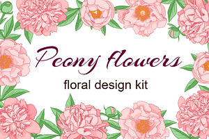 Peony Flowers Design Kit, a Decorative Illustration by Artspace