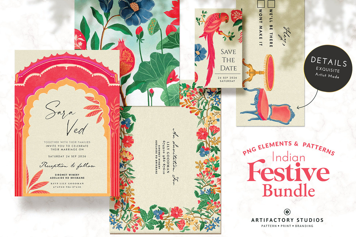 Indian Festive Illustration Set, a Decorative Illustration by Artifactory Studios (Photo 1 of 7)