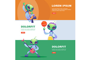 Alien. horizontal banners with, an Illustration by Onyx