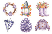 Watercolor Lavender Fall Clipart, an Illustration by Daily.Designs (Thumbnail 3 of 5)