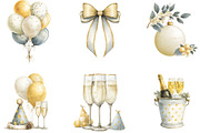 Watercolor New Year Clipart, an Illustration by Designking (Thumbnail 3 of 5)