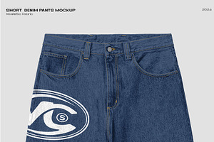 Short denim pants mockup