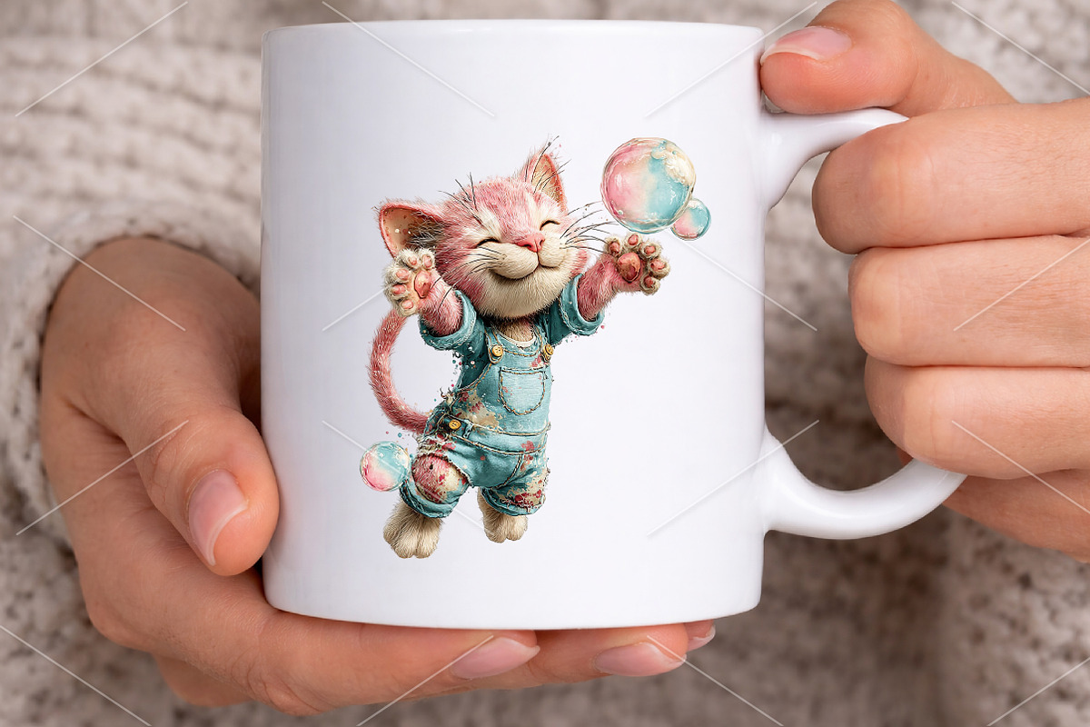 Whimsical Summer Cats Clipart Bundle, an Illustration by Canvas Craft (Photo 5 of 7)