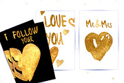 Set of 50 gold watercolor hearts, an Illustration by KatBranchArt (Thumbnail 2 of 4)