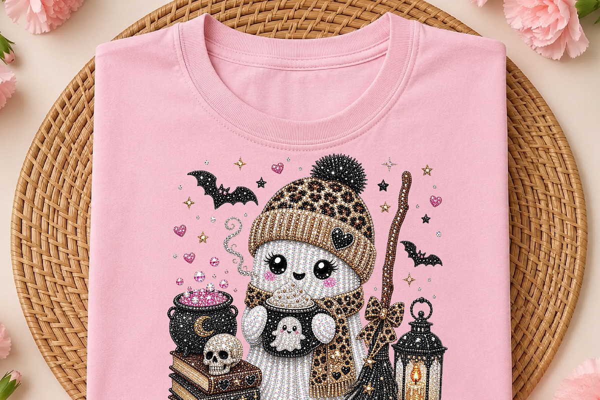 Cute Rhinestone Ghost PNG (3), a Seasonal Illustration by DreamCafeArt (Photo 2 of 6)