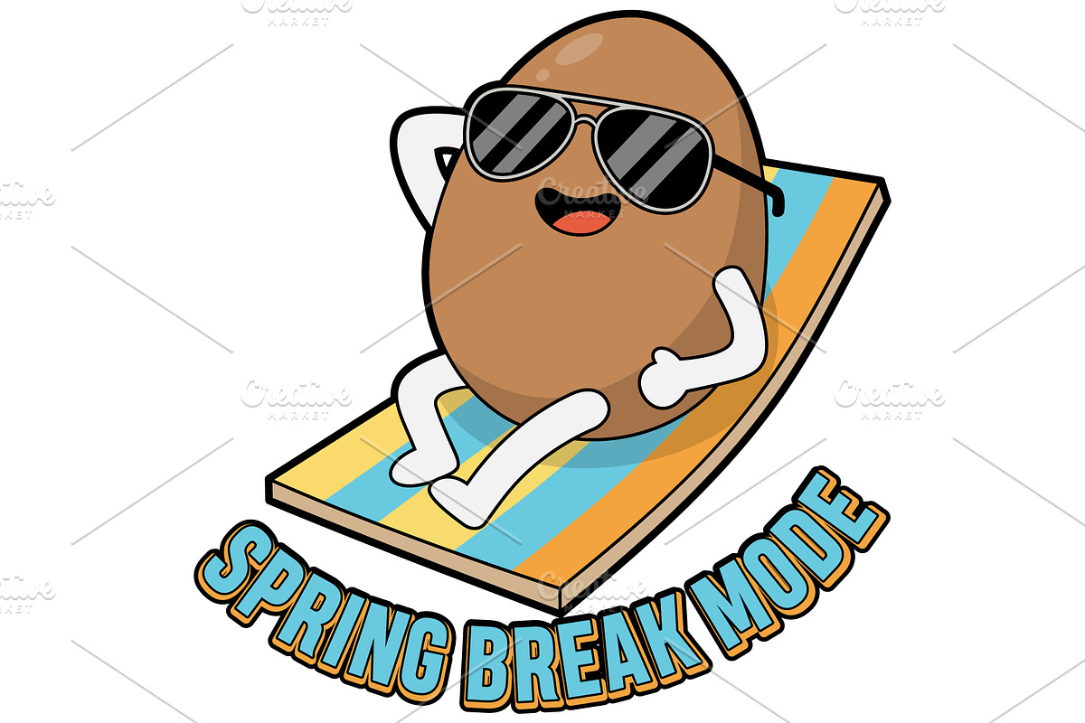 Spring Break Mode Potato T-Shirt SVG, an Object Illustration by Ghagra (Photo 2 of 7)