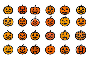 Collection Of Pumpkin Faces, a Branding & Logo Template by Vectorium Studio