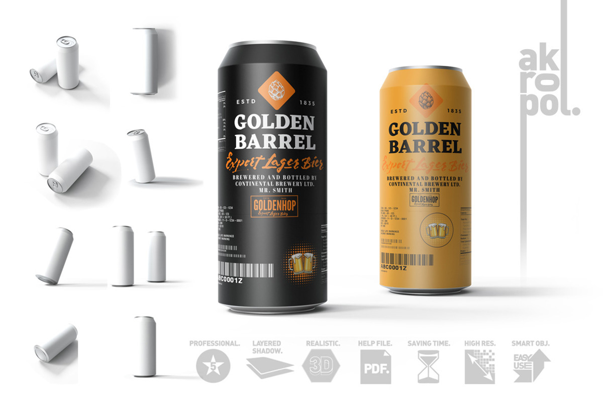 Beer Can Mock-Up, a Cups & Container Mockup by akropol (Photo 10 of 10)