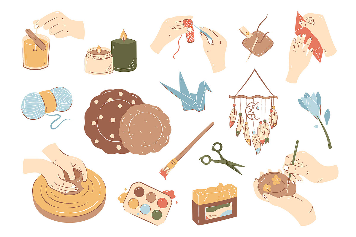 Handmade Crafting Illustrations, an Object Graphic by DesignerCandies