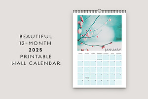 2025 Printable Wall Calendar, a Stationery Template by Definitely Pink