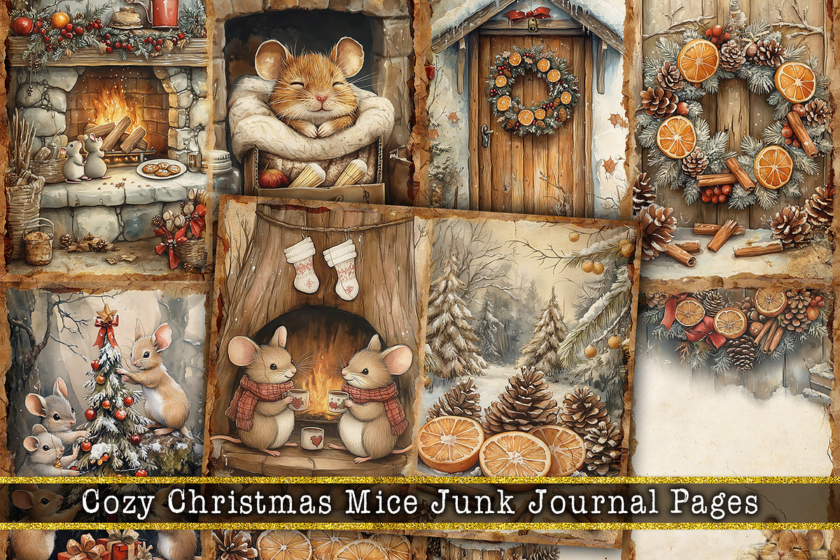 Cozy Christmas Mice Junk Journal, a Stationery Template by V Design Creator (Photo 1 of 8)