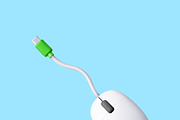 3D wired computer mouse with green, a Technology Illustration by Abscent (Thumbnail 3 of 3)