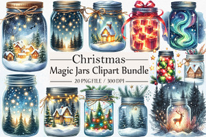 Christmas Magic Jars Clipart Bundle, an Illustration by Libby Wishes