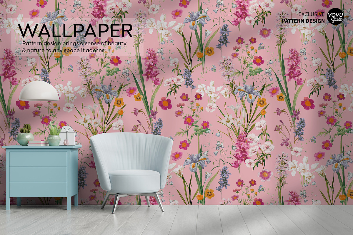 Summer flowers repeat pattern design, a Pattern Graphic by VOVU Studio (Photo 8 of 10)