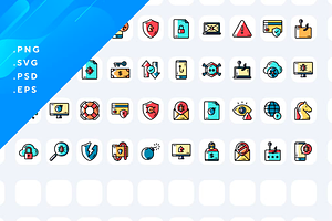 40 Cyber Crime Icons, an Outline Icon by Wencory