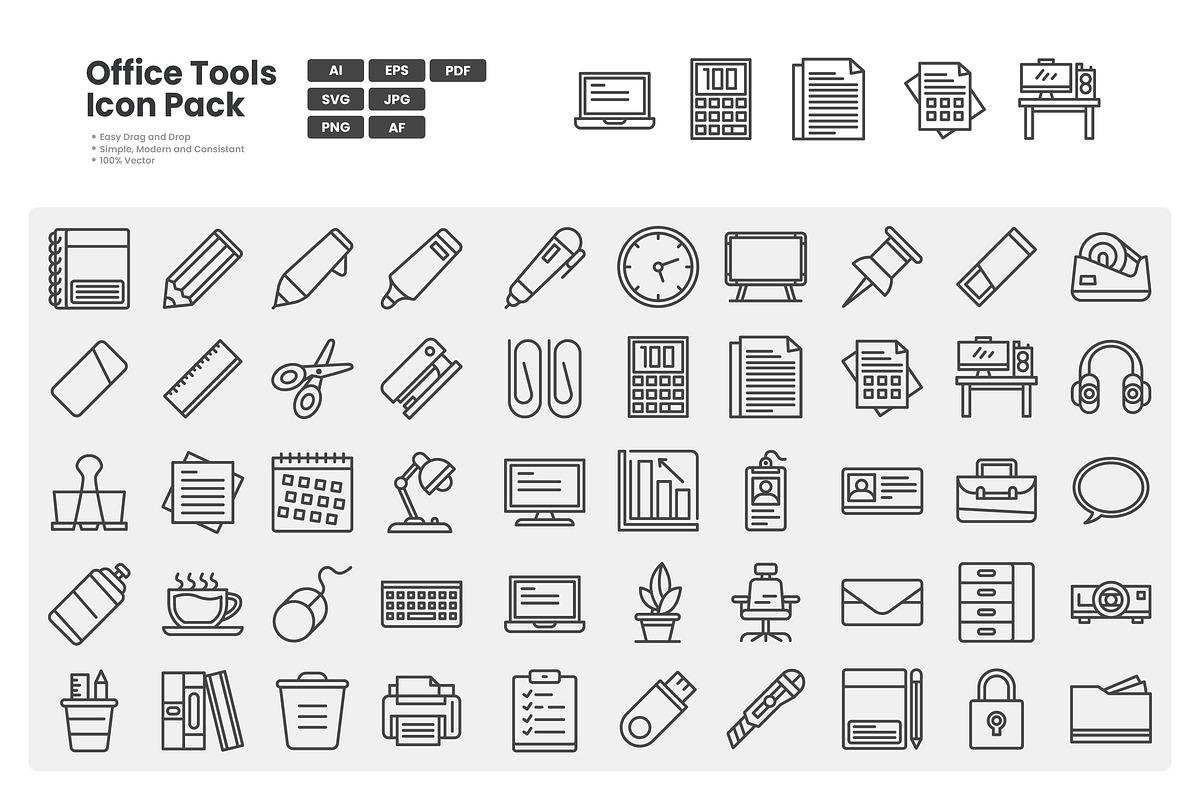 Office Tools Icon Pack, an Outline Icon by erifqizeicon (Photo 2 of 3)