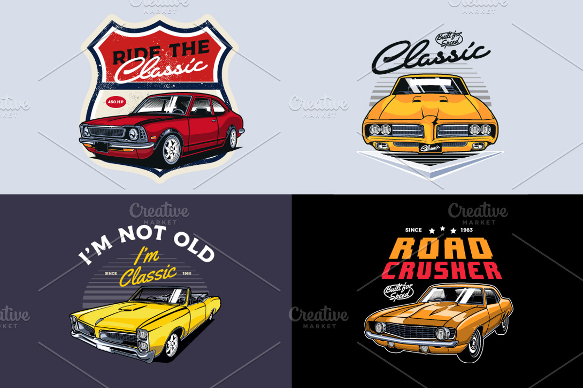 Classic Car Vector Pack vol 2, a Transportation Illustration by The BolzStudio (Photo 4 of 10)