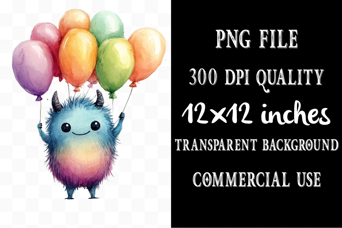 Cute Monsters Watercolor Clipart, an Illustration by Designking (Photo 4 of 5)