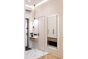 Bright modern entryway with mirror, an Architecture Photo by wip3out