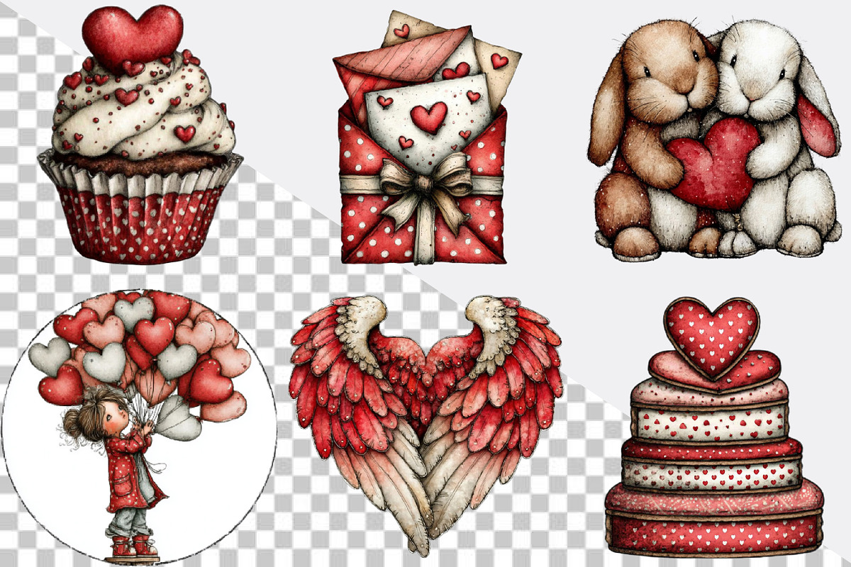 Whimsical Valentines Day Clipart Bu, an Illustration by SVGArt (Photo 5 of 8)