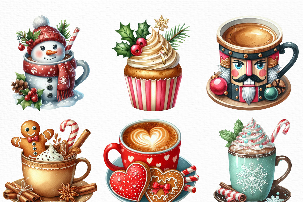 Christmas Coffee Cup Clipart, an Illustration by Craft Nest (Photo 4 of 6)