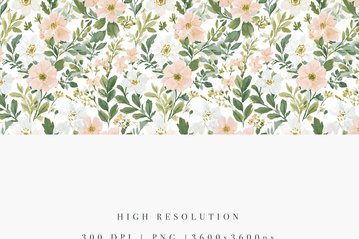 Blush Pink and White Floral Seamless, a Pattern Graphic by Pati Charm Studio (Photo 3 of 7)