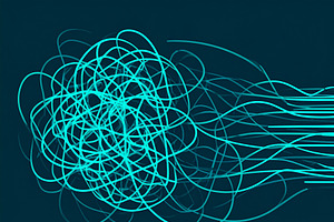 Tangled chaotic lines transitioning into straight parallel organ, a Background Graphic by DanFLCreativo