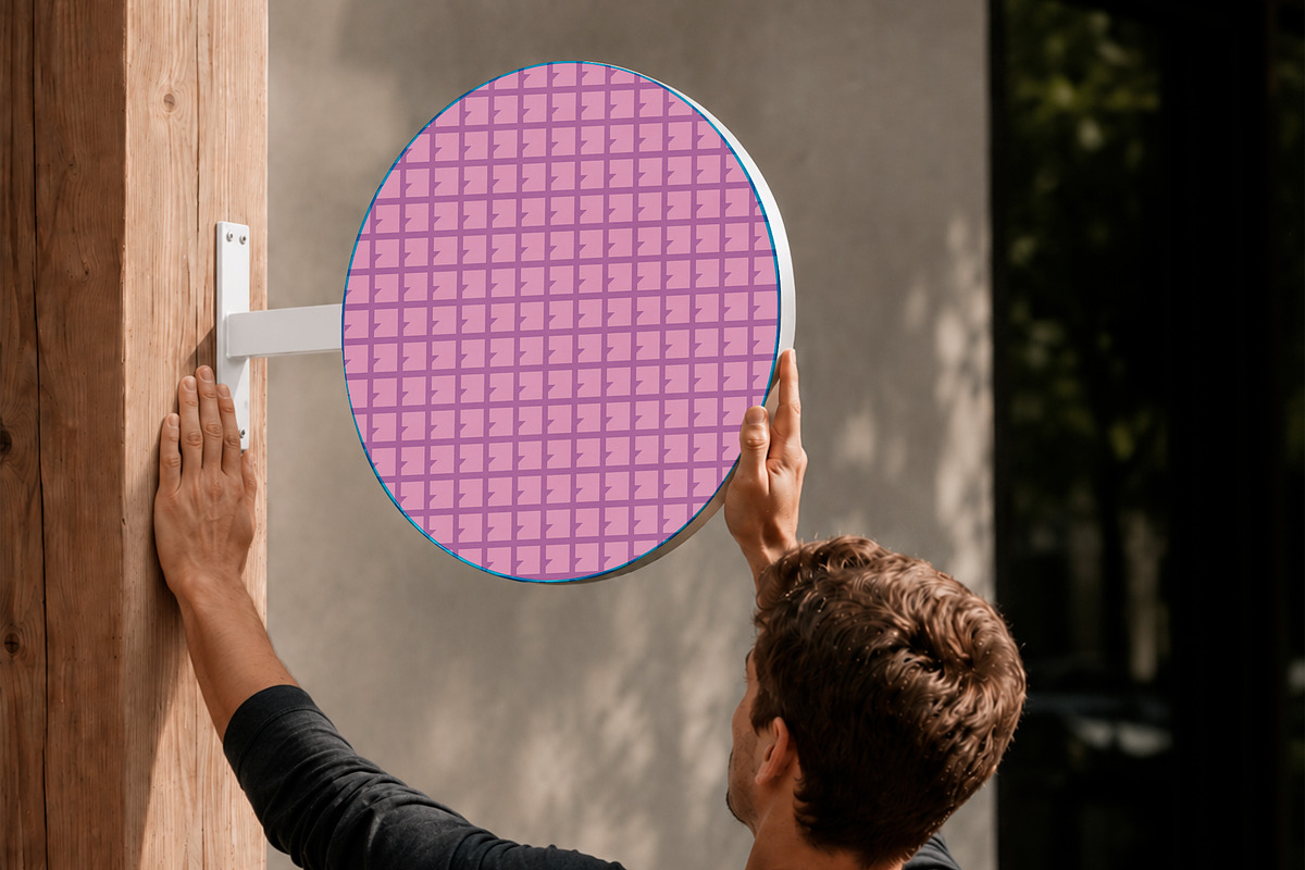 Round Storefront Sign Board Mockup, a Packaging Mockup by The Rose Project (Photo 3 of 3)