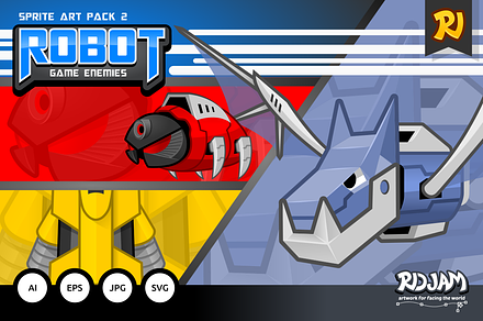Robot Game Enemies Sprite Art Pack 2