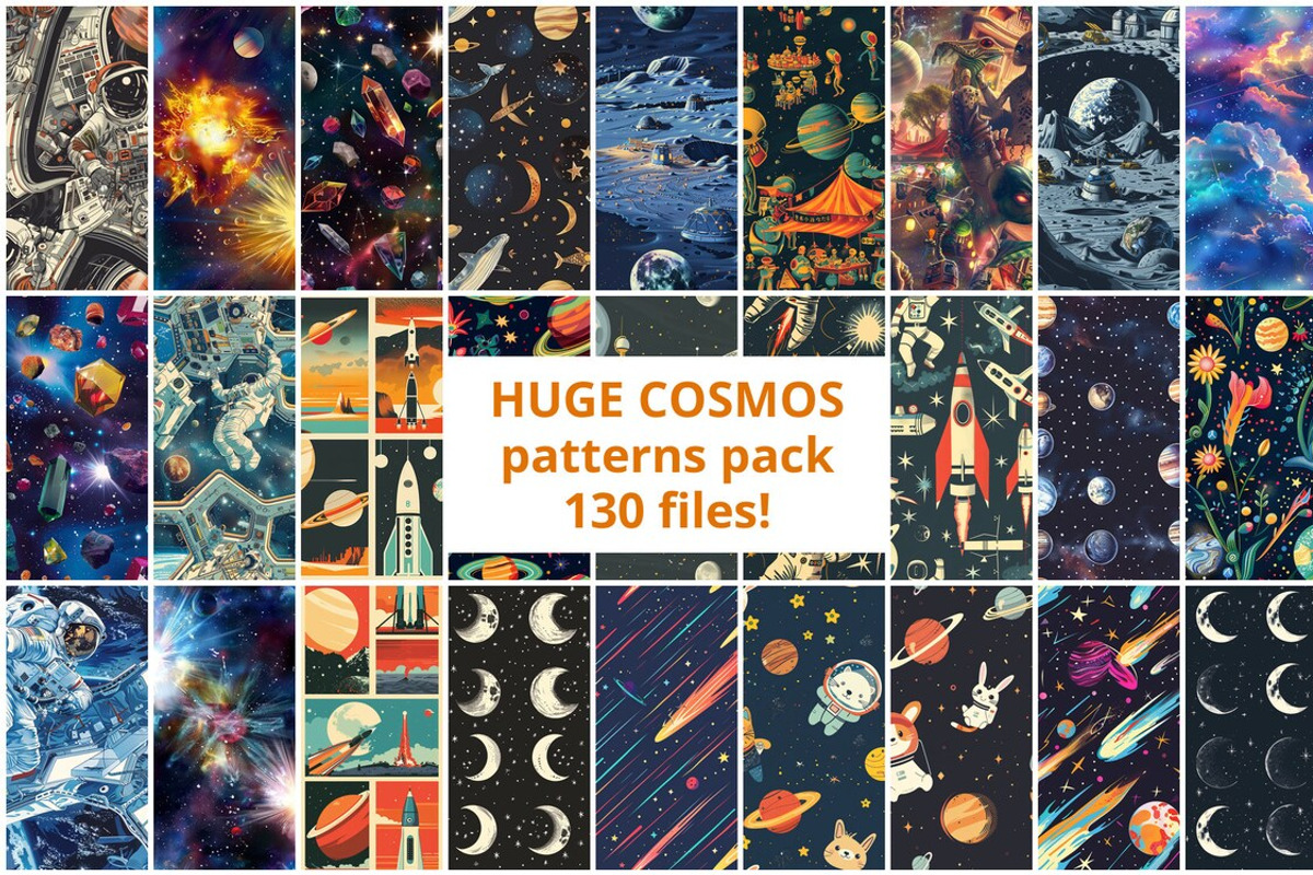 130 Cosmos Seamless Patterns, a Pattern Graphic by mkStudioLab (Photo 1 of 5)