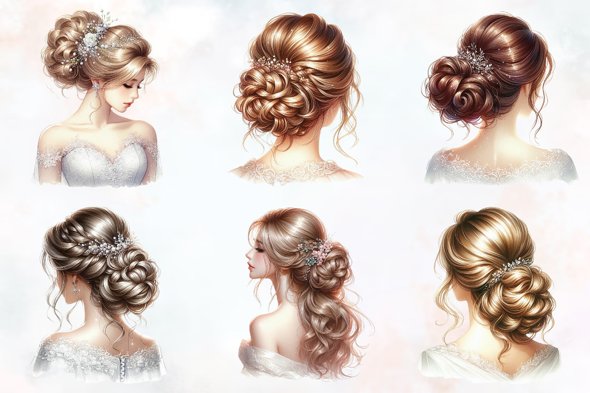 Beautiful Bridal Hairstyle Clipart, a Person Illustration by RobertsArt (Photo 2 of 7)