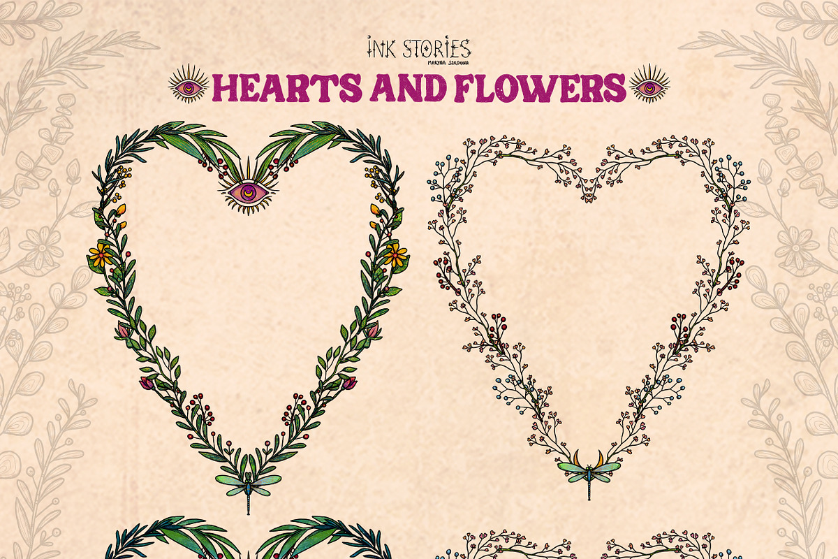 Hearts and Flowers Boho Vintage Set, a Decorative Illustration by Ink Stories (Photo 23 of 24)