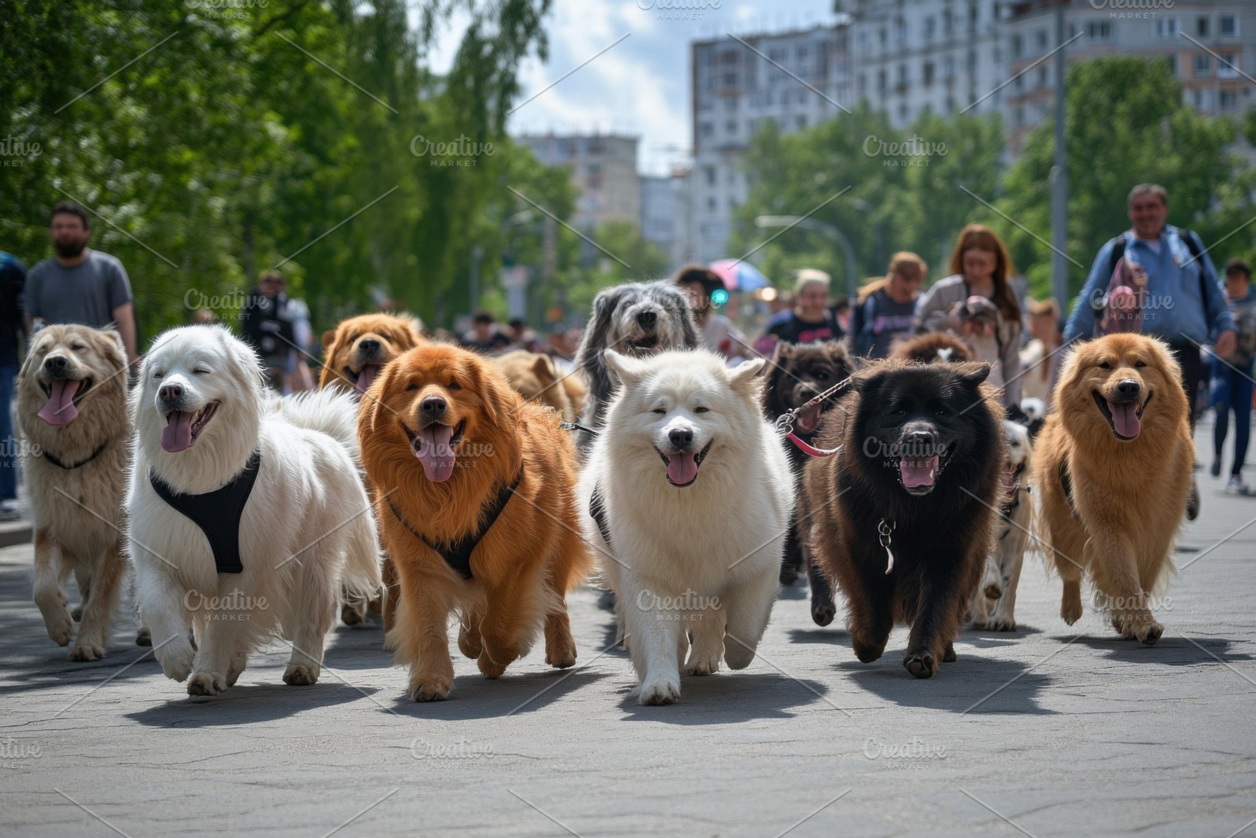 Funny dogs joyfully walk through the, a Photo by Iftikhar Alam