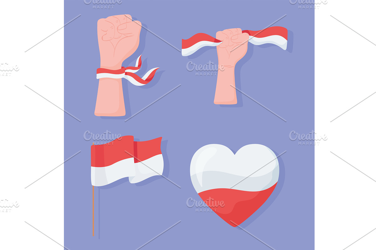indonesia flag set, a Person Illustration by studiogstock