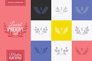 Set of minimalistic laurel wreaths