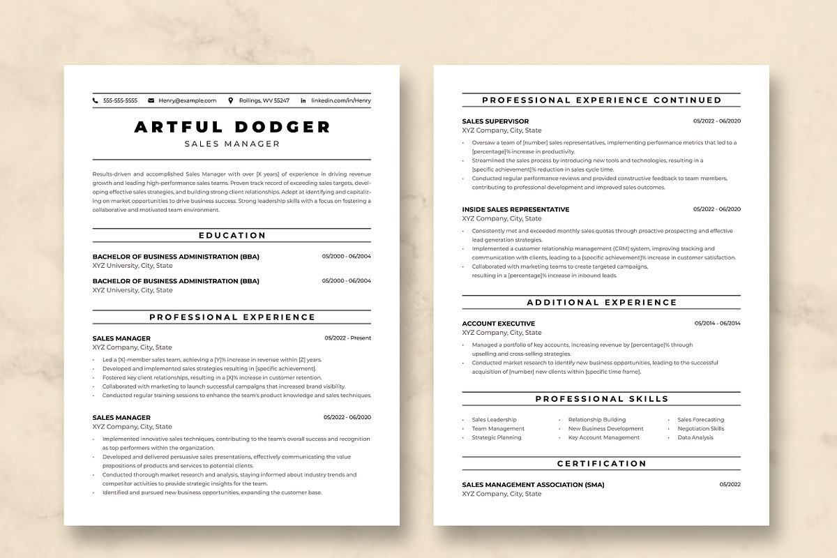 Sales Manager Resume Template, a Resume Template by ResumeInventor (Photo 3 of 9)