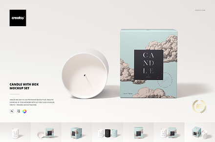 Candle with Box Mockup Set