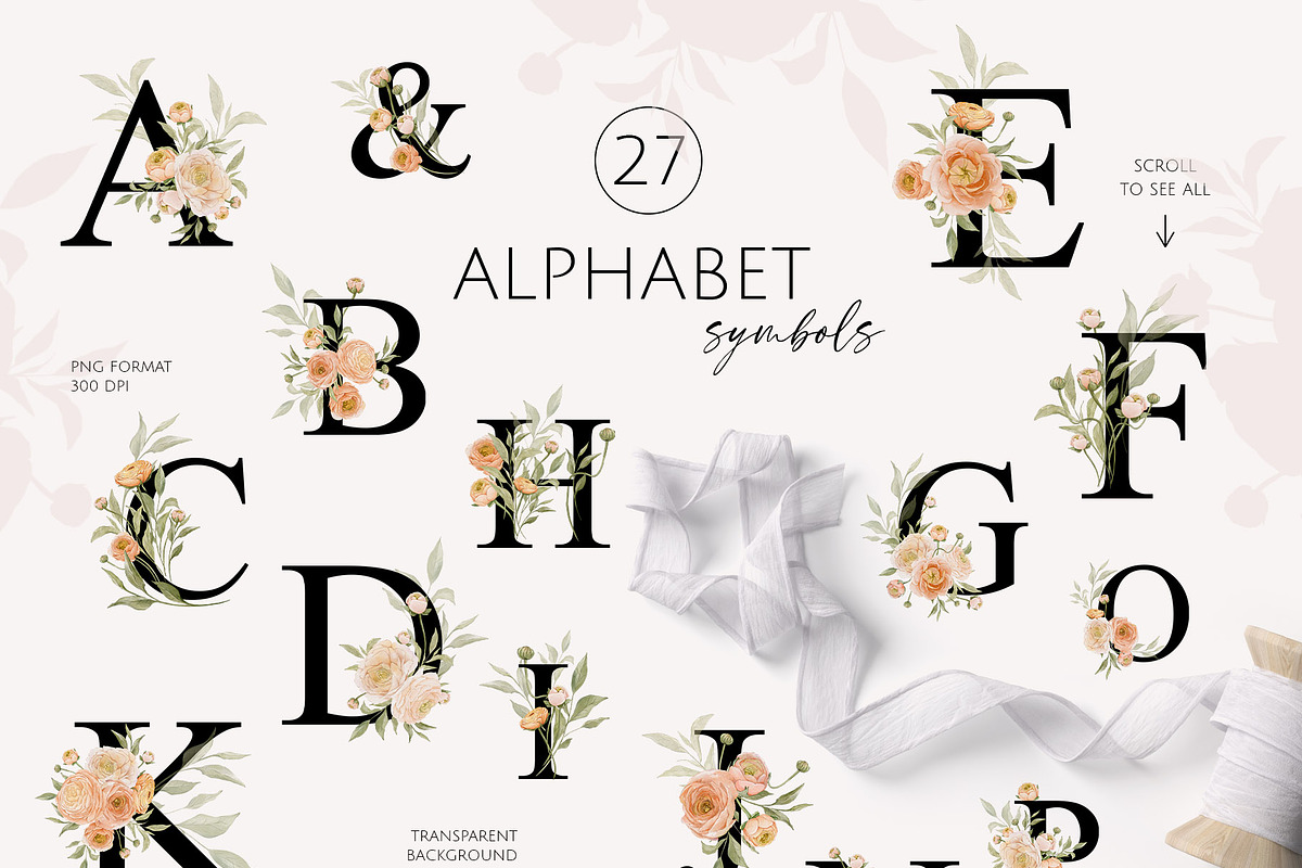 Peach BLOOM watercolor florals, a Decorative Illustration by Yuliia Lashevska (Photo 11 of 14)