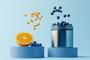 Colorful fruit with blueberries, a Photo by Beautiful things