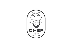 Vintage Badge With Bearded Chef Logo