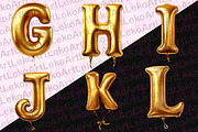 Golden Balloons Alphabet Lettering, a Decorative Illustration by LekoArt (Thumbnail 3 of 5)