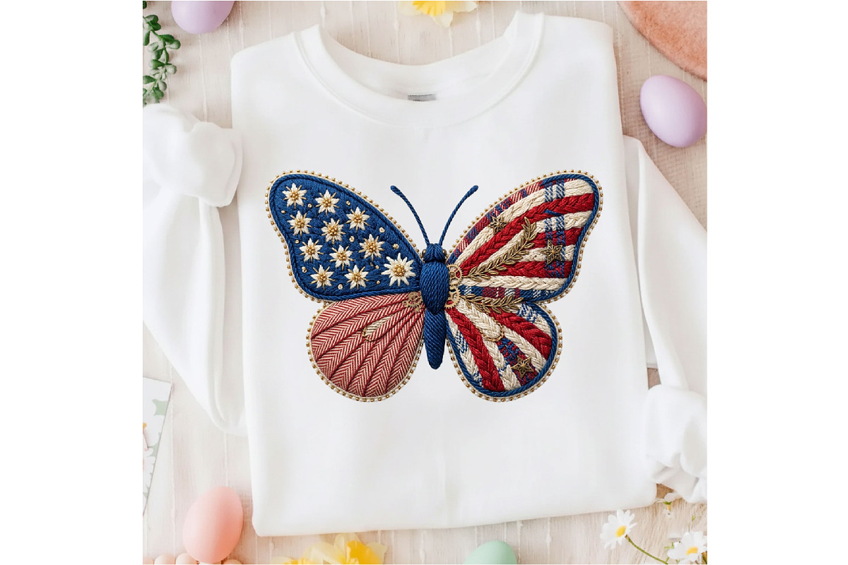 Patriotic Butterfly PNG, Faux Yarn, an Illustration by Designking (Photo 2 of 4)