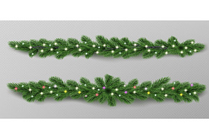 Green pine branch garland with, an Object Illustration by art PVP - market
