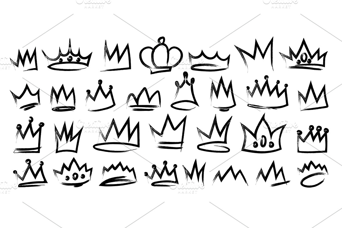 Crown doodle with royal hand drawn, an Object Illustration by art PVP - market
